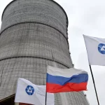 Kursk Nuclear Power Plant with a Russian flag in front. Photo: Maksim Blinov/Sputnik International.