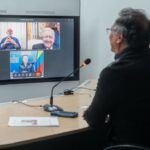 Colombian President Gustavo Petro speaks on a video conference with his counterparts from Brazil and Mexico on August 1. Photo: Juan Diego Cano.