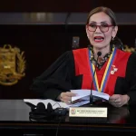 Venezuela's Supreme Court President Carislya Beatriz Rodríguez certifies the re-election of President Nicolas Maduro for a third six-year term on Thursday, August 22, 2024. Photo: Federico Parra/AFP.