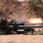 Al-Qassam snipers shoot their Al-Ghoul sniper rifles at a shooting range, as part of a promotional video for the Palestinian resistance-made rifles. Photo: Al-Qassam Brigades/Military Media.