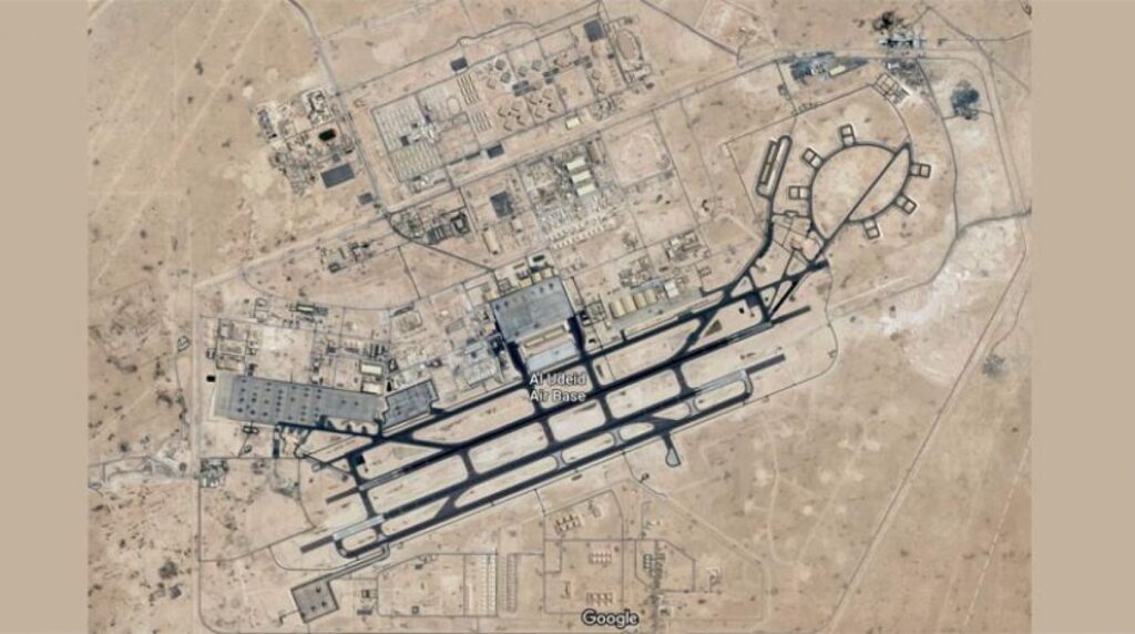 A satellite image of United States' Al-Udeid Air Base located in Doha, Qatar. Photo: Noor/Iran Front Page.