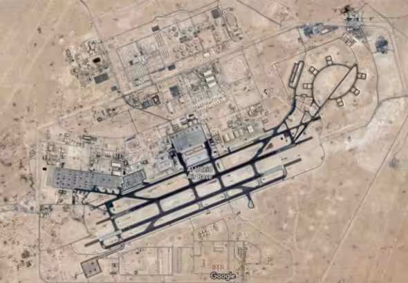 A satellite image of United States' Al-Udeid Air Base located in Doha, Qatar. Photo: Noor/Iran Front Page.
