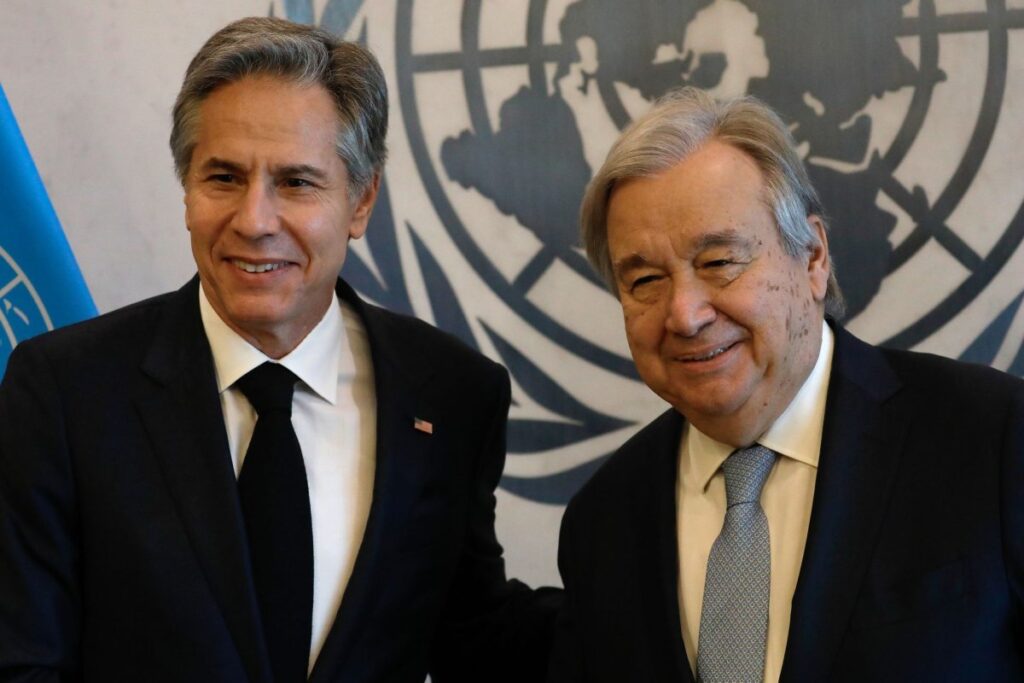 Secretary of State Antony Blinken and UN Secretary-General Antonio Guterres. Photo: Peter Foley/UPI/file photo.