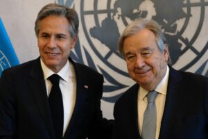 Secretary of State Antony Blinken and UN Secretary-General Antonio Guterres. Photo: Peter Foley/UPI/file photo.