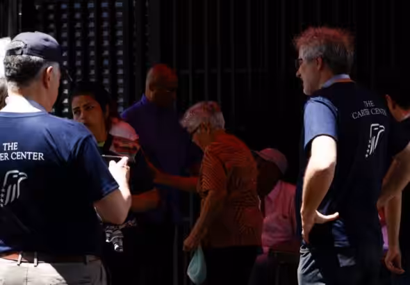 The Carter Center's electoral observers in Venezuela during the July 28 presidential election. Photo: Telemundo.