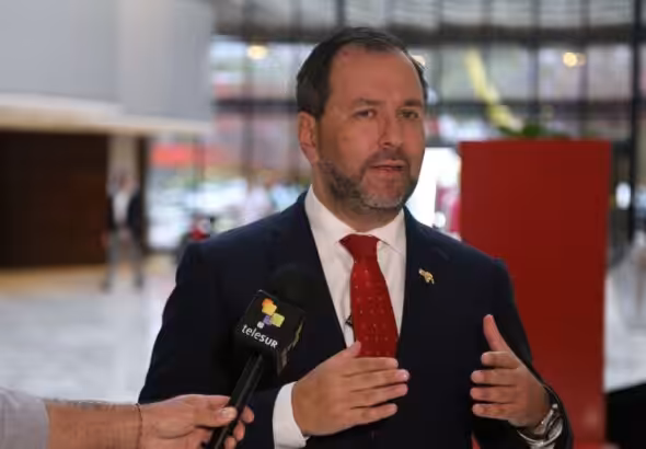 Venezuelan Foreign Minister Yván Gil giving statements to Telesur. Photo: X/@yvangil/file photo.