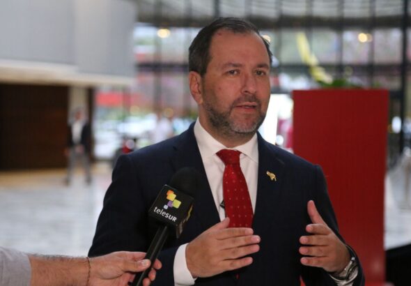 Venezuelan Foreign Minister Yván Gil giving statements to Telesur. Photo: X/@yvangil/file photo.