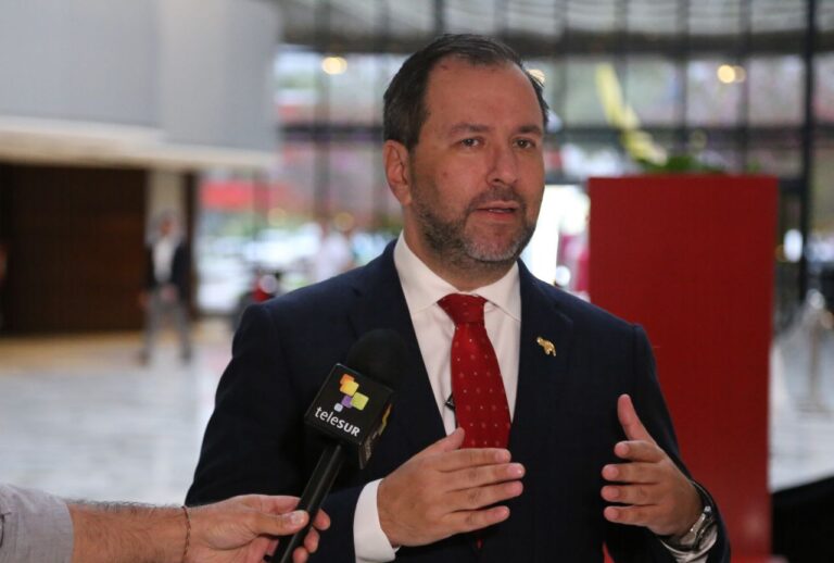 Venezuelan Foreign Minister Yván Gil giving statements to Telesur. Photo: X/@yvangil/file photo.