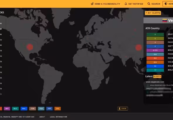 Cyberattack map covering attacks on Venezuela, compiled by the HTTPCS service. Photo: X/@SprinterFamily.