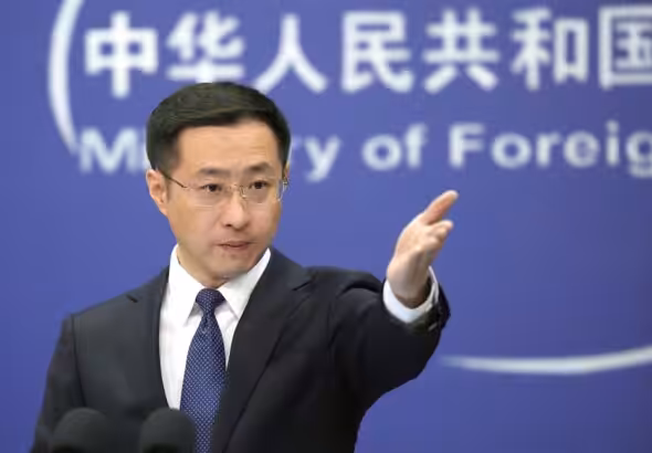 Chinese Foreign Ministry spokesperson Lin Jian during a press conference. Photo: X/@globaltimesnews/file photo.