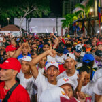 People in Caracas, Venezuela cheer on Nicolás Maduro's speech on victory night outside Miraflores palace. Photo: Zoe Alexandra/People’s Dispatch