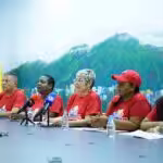 The National Electoral Council of the second National Popular Consultation during a press conference on the development of the comunal consultation, in Caracas on Sunday, August 25, 2024. Photo: IG/@comunasve.