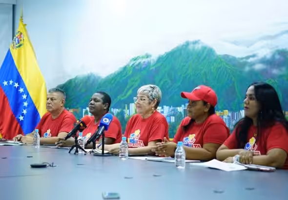 The National Electoral Council of the second National Popular Consultation during a press conference on the development of the comunal consultation, in Caracas on Sunday, August 25, 2024. Photo: IG/@comunasve.