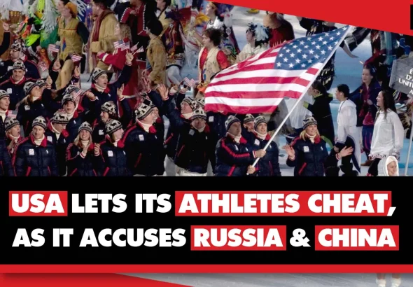 US delegation parading at the beginning of the Tokyo 2021 Olympic Games. Photo: Geopolitical Economy Report.