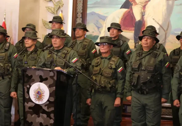 A group of FANB officials issues a statement. Photo: TeleSUR.
