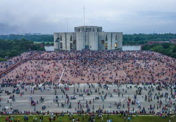 Anti-government protestors in Dhaka, August 5, 2024. Photo: Indian Punchline.