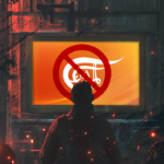 An illustration showing a television screen displaying Al Mayadeen's logo and an unauthorized access sign over it. Photo: Ali al-Hadi Shmeis/Al Mayadeen English.