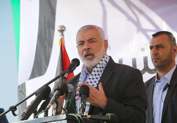 Ismail Haniyeh giving a speech. Photo: Abed Rahim Khatib/Flash90/file photo.