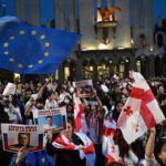 Demonstrators rally outside the Georgian parliament. Photo: Vano Shlamov/AFP/file photo.