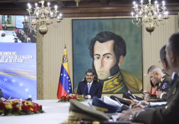 President Nicolas Maduro in a meeting with the National Defense Council and the State Council in Caracas, Venezuela, on August 12, 2024. Photo: Zurimar Campos/Venezuelan Presidency/AFP.