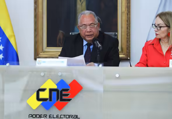 Venezuela's National Electoral Council president, Elvis Amoroso, announcing the second bulletin with the updated results from the presidential elections held last Sunday, July 28. Photo: Ciudad CCS.