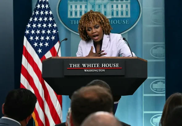 White House spokesperson Karine Jean-Pierre during a press conference last July, 2024. Photo: Getty Images/file photo.