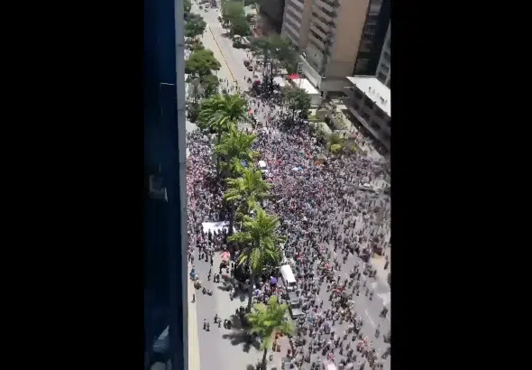 Peak of the far-right opposition demonstration called by Maria Corina Machado. Caracas, August 28, 2024. Photo: Social media video screenshot from X/@luigipr.