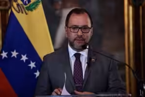 Venezuelan Foreign Minister Yván Gil speaks during a press conference as Venezuela's government asks staff from the United Nations human rights delegation to leave the country within three days in Caracas, Venezuela, on February 15, 2024. Photo: Venezuelan Ministry for Foreign Affairs/File photo.
