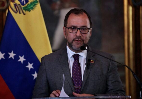 Venezuelan Foreign Minister Yván Gil speaks during a press conference as Venezuela's government asks staff from the United Nations human rights delegation to leave the country within three days in Caracas, Venezuela, on February 15, 2024. Photo: Venezuelan Ministry for Foreign Affairs/File photo.