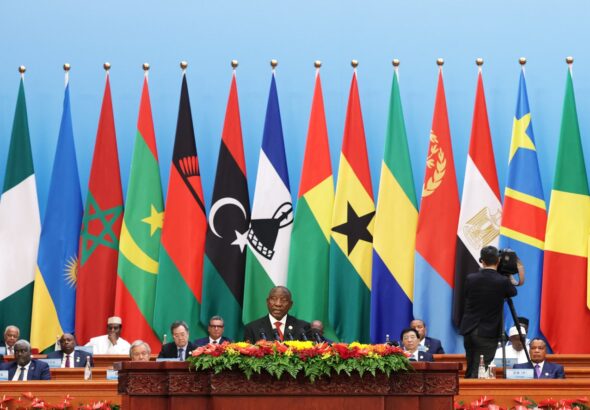 President Cyril Ramaphosa addresses the opening ceremony of the 2024 Forum for China-Africa Cooperation Summit at the Great Hall of the People in Beijing. Photo: GCIS/Flickr.