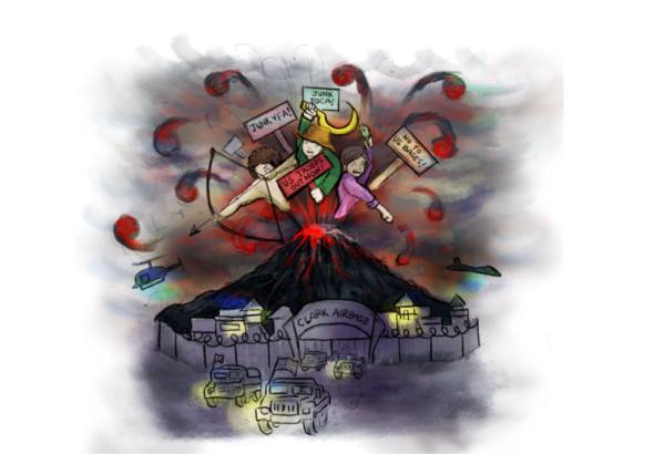 Art depicting anti-war protestors and US military bases. Photo: Philippine Revolution Web Central.