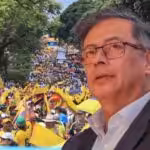 Photo composition: Colombian President Gustavo Petro with a political rally in the background. Photo: Valora Analitik.