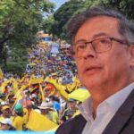 Photo composition: Colombian President Gustavo Petro with a political rally in the background. Photo: Valora Analitik.