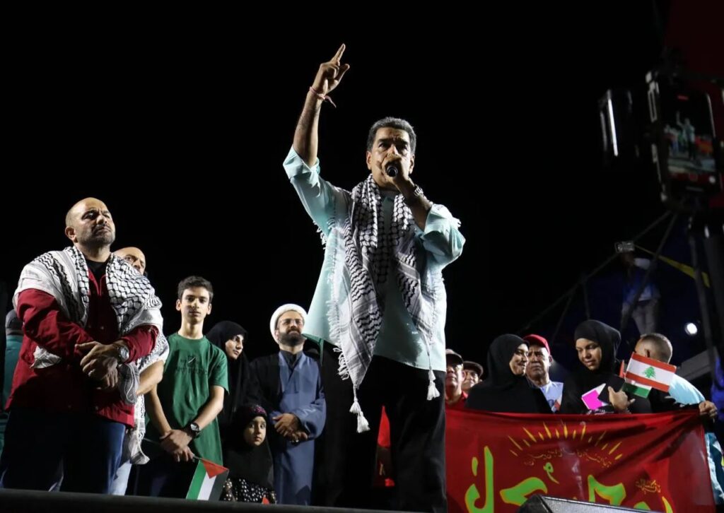 Venezuelan President Nicolás Maduro ratifies his support for the Palestinian and Lebanese people amid Israeli bombings in Beirut and the assassination of Hezbollah leader Hassan Nasrallah, in La Guaira, La Guaira state, September 28, 2024. Photo: X/@PressTV.