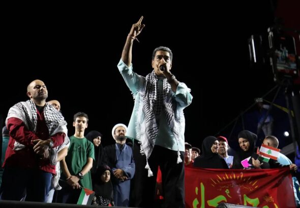 Venezuelan President Nicolás Maduro ratifies his support for the Palestinian and Lebanese people amid Israeli bombings in Beirut and the assassination of Hezbollah leader Hassan Nasrallah, in La Guaira, La Guaira state, September 28, 2024. Photo: X/@PressTV.