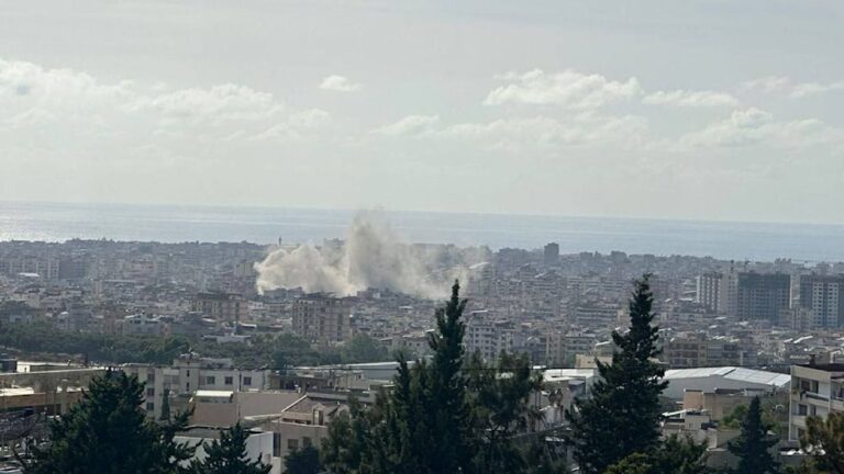 Smoke rises following a Zionist airstrike on the Southern Suburb of Beirut, Lebanon. Photo: Social Media.
