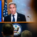Secretary of State Antony Blinken speaks during a news conference about Russia’s alleged election interference at the Department of State in Washington, Sept. 13, 2024. Photo: Jose Luis Magana/AP.