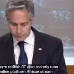 Antony Blinken at a Sept 13, 2024 press briefing where he named African Stream and others as Russian propagandists. Photo: Washington Post/YouTube.