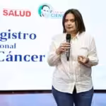 Venezuelan Minister for Science and Technology, Gabriela Jiménez, during the launch of the Venezuelan National Cancer Registry on Friday, September 13, 2024. Photo: MPPCYT.