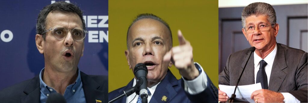 (From left to right) Henrique Capriles, Manuel Rosales, and Henry Ramos Allup, three important figures of the Venezuelan opposition. File photo.