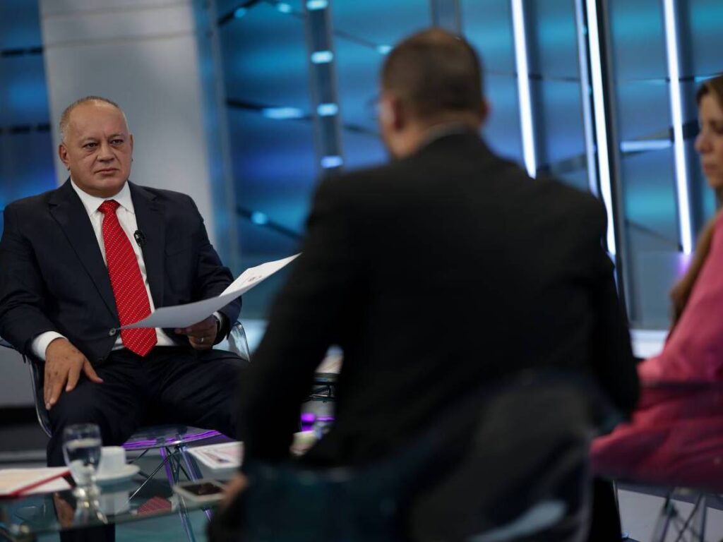 Featured image: Venezuenan Interior Minister Diosdado Cabello during an interview in Telesur on Saturday, September 14, 2024. Photo: Con el Mazo Dando