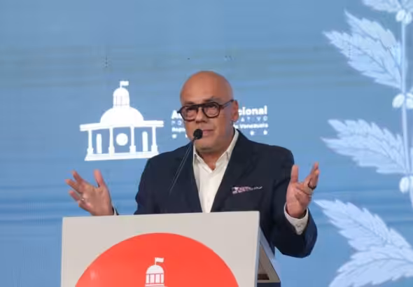 The president of Venezuelan parliament, Jorge Rodríguez, during a press conference in Caracas on Thursday, September 19, 2024. Photo: Venezuelan National Assembly.