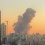 The zionist entity's bombing of Dahieh, Beirut. Photo: X/@Osint613.