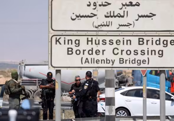 The King Hussein Bridge at the Al-Karama border crossing between Jordan and Palestine, where a Jordanian truck driver shot dead three Israeli Occupation personnel. Photo: AFP/Getty Images.