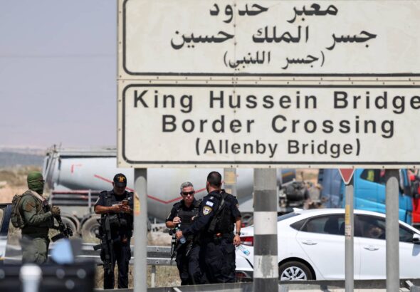 The King Hussein Bridge at the Al-Karama border crossing between Jordan and Palestine, where a Jordanian truck driver shot dead three Israeli Occupation personnel. Photo: AFP/Getty Images.