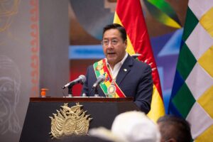 Bolivian President Luis Arce addressing a crowd. Photo: Plurinational Legislative Assembly.