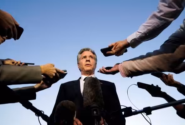 Anthony Blinken faces the press. Photo: Jacquelyn Martin/AFP.