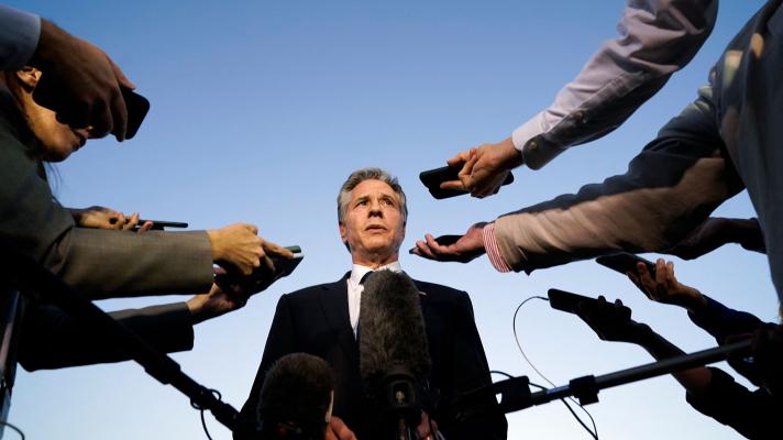 Anthony Blinken faces the press. Photo: Jacquelyn Martin/AFP.