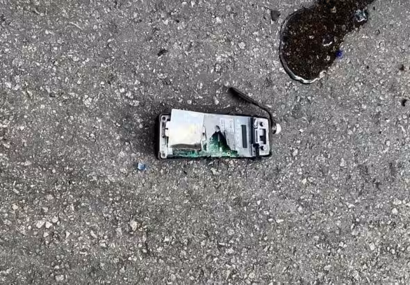 A blown-up communication device. Photo: Social media.