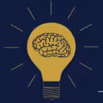 A drawing of a brain in a light bulb. Photo: La Iguana.